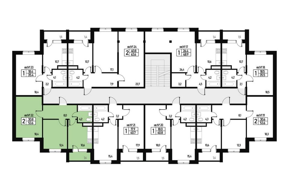 Продаётся 2-комнатная квартира, 53.6 м²