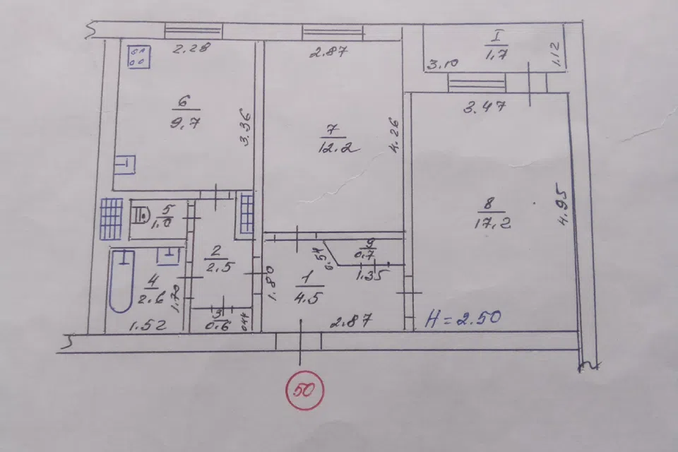 Продаётся 2-комнатная квартира, 52 м²