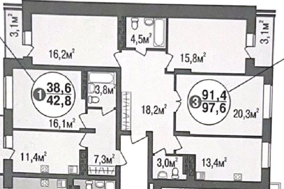 Продаётся 3-комнатная квартира, 92.2 м²