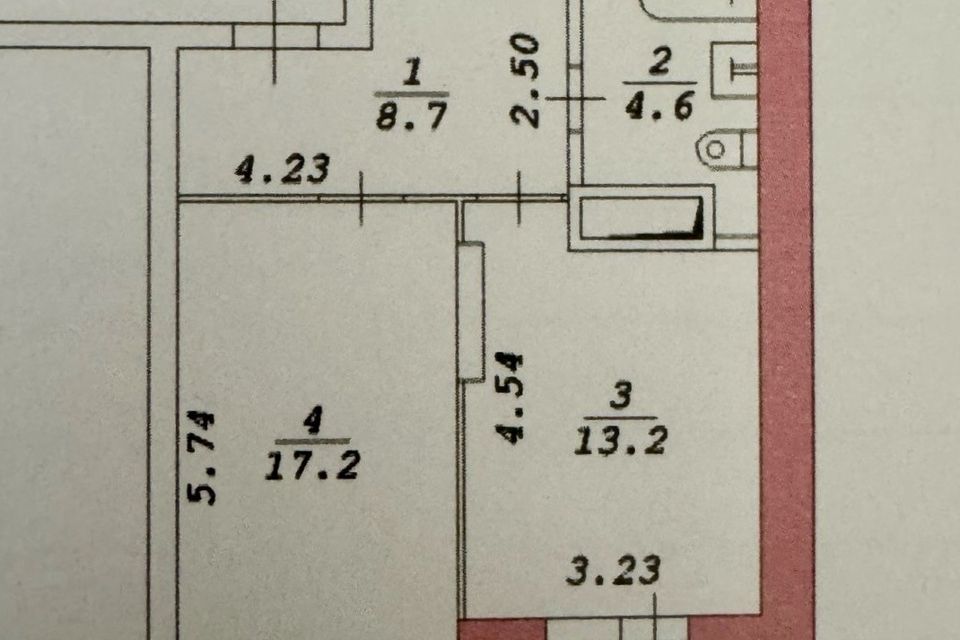 Продаётся 1-комнатная квартира, 43.7 м²