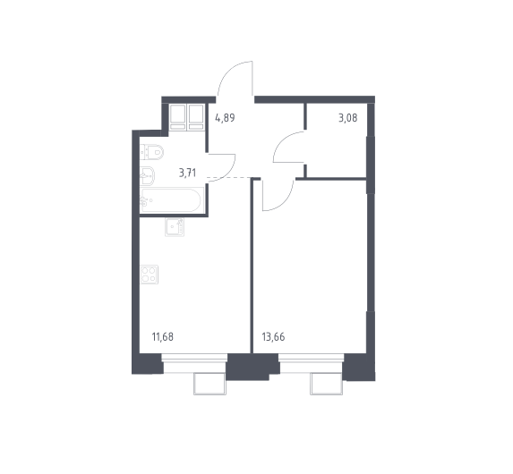 Продаётся 1-комнатная квартира, 37.02 м²