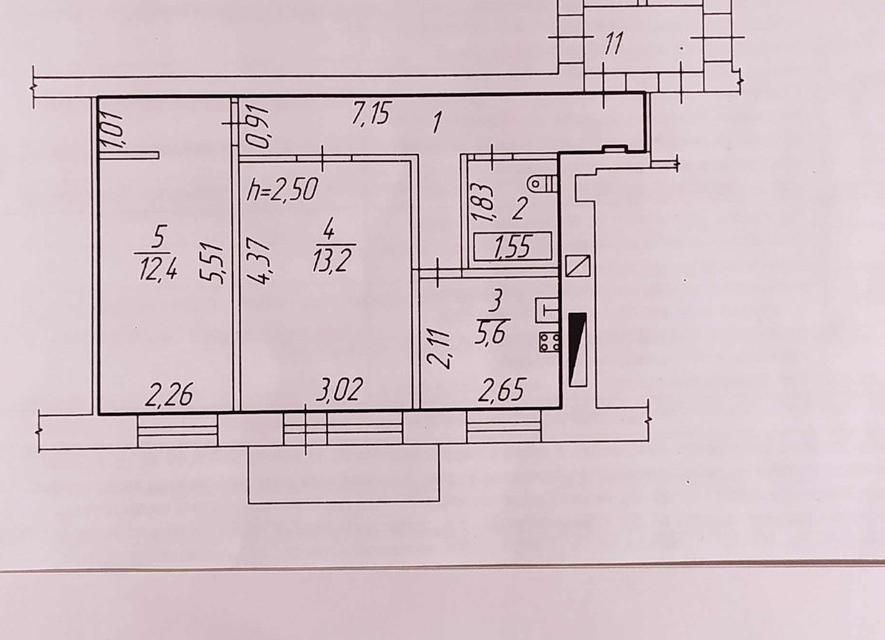 Продаётся 2-комнатная квартира, 43.5 м²