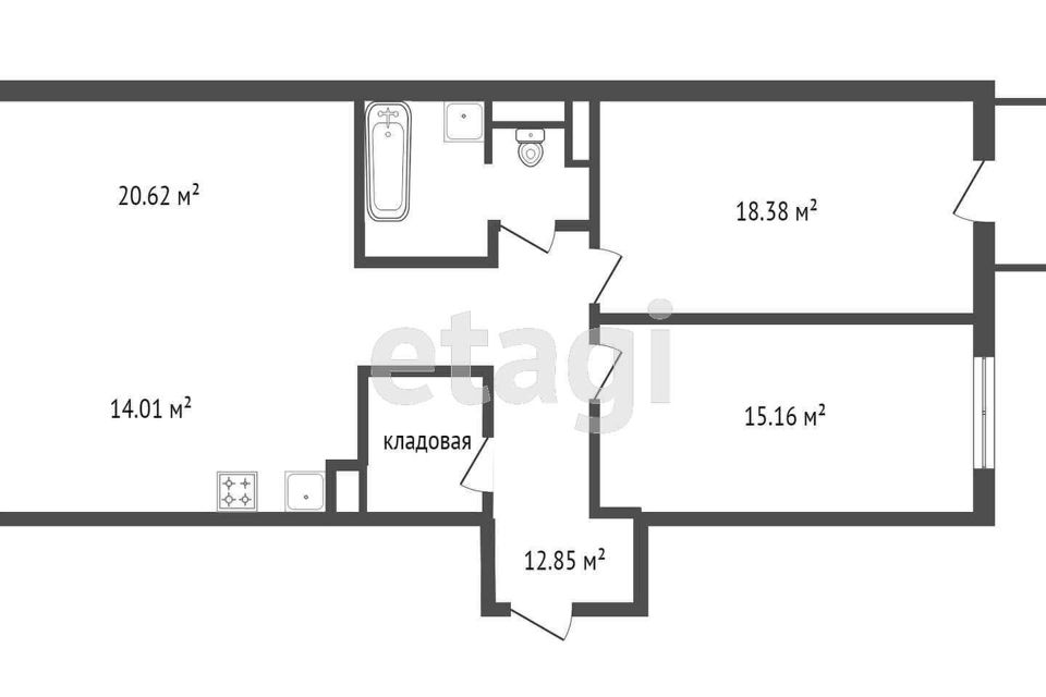 Продаётся 3-комнатная квартира, 87.8 м²