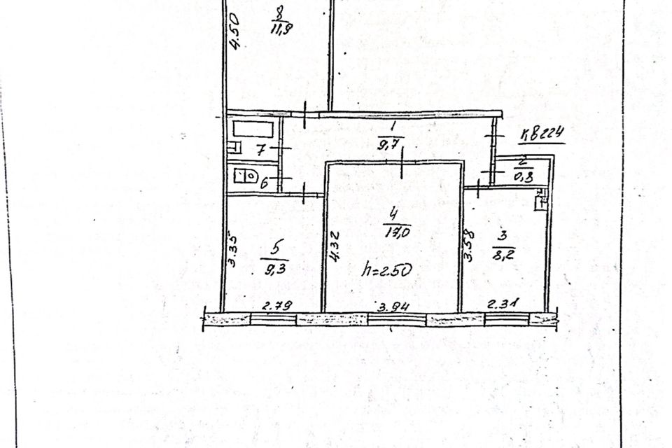 Продаётся 3-комнатная квартира, 59.8 м²