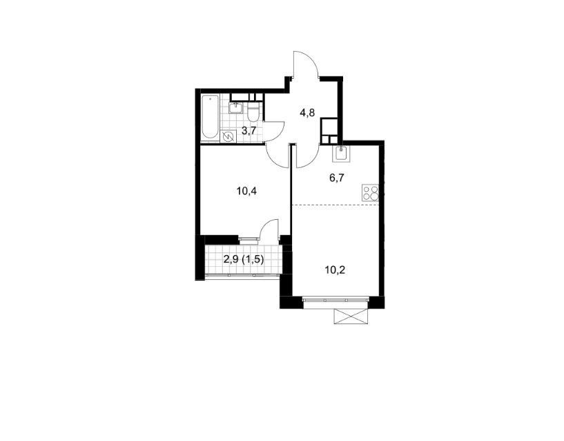 Продаётся 1-комнатная квартира, 37.3 м²