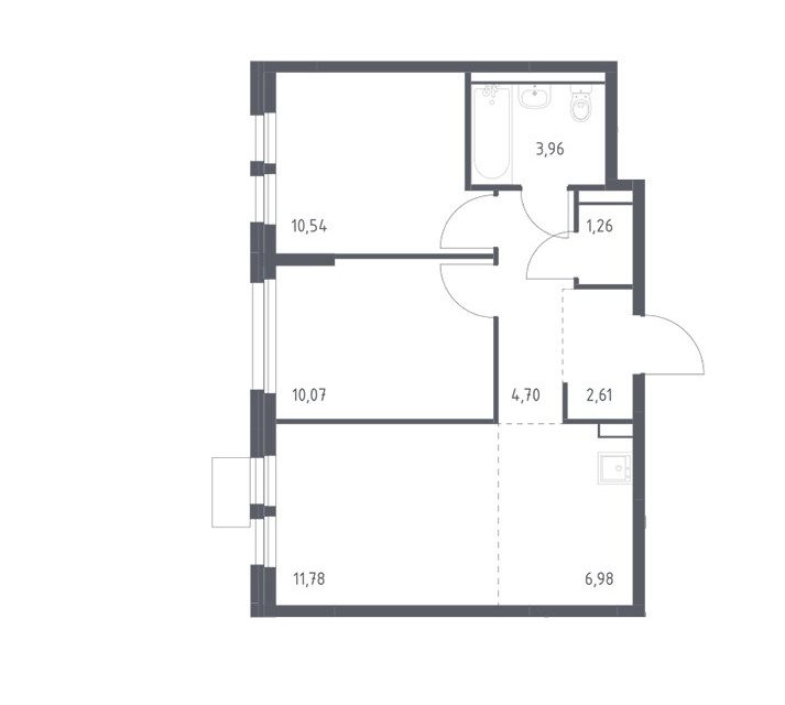 Продаётся 2-комнатная квартира, 51.9 м²