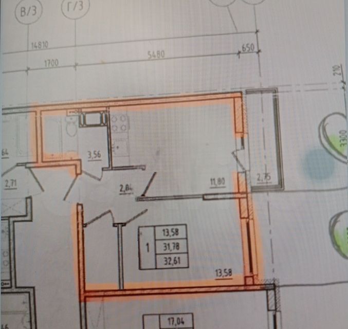 Продаётся 1-комнатная квартира, 34 м²