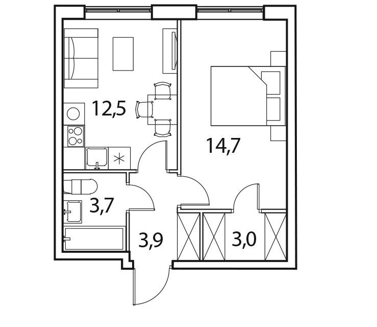 Продаётся 1-комнатная квартира, 37.8 м²