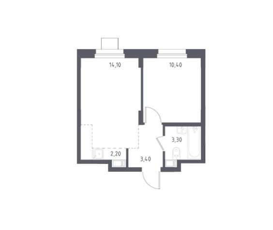 Продаётся 1-комнатная квартира, 33.4 м²