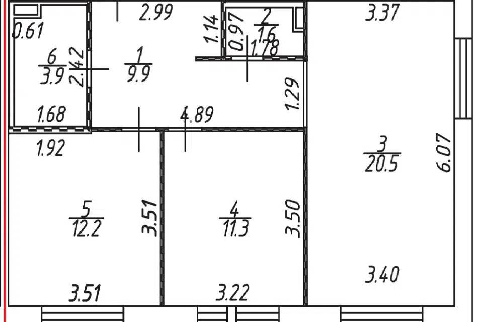 Продаётся 2-комнатная квартира, 59.4 м²