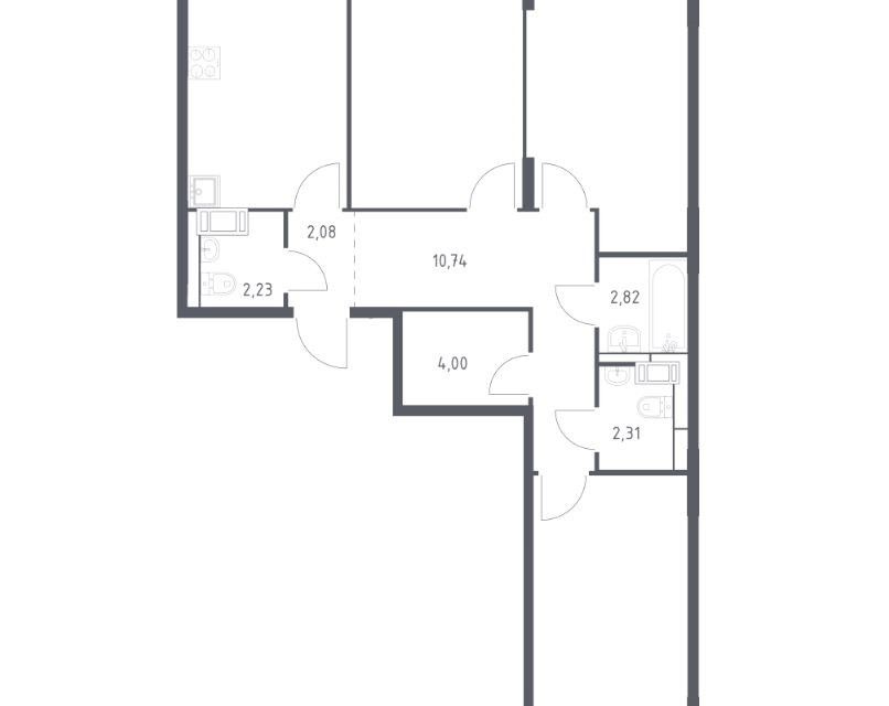 Продаётся 3-комнатная квартира, 77.89 м²