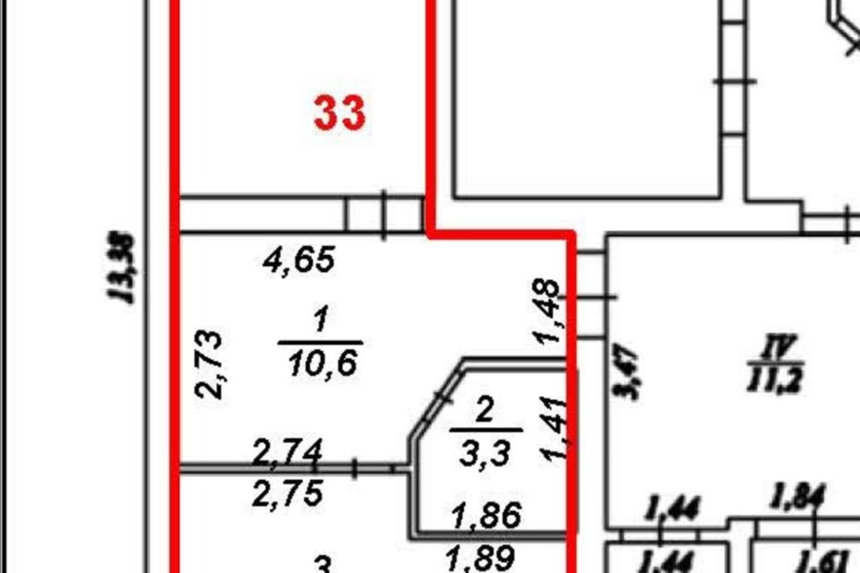 Продаётся 1-комнатная квартира, 45.4 м²