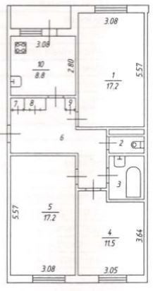 Продаётся 3-комнатная квартира, 69.8 м²