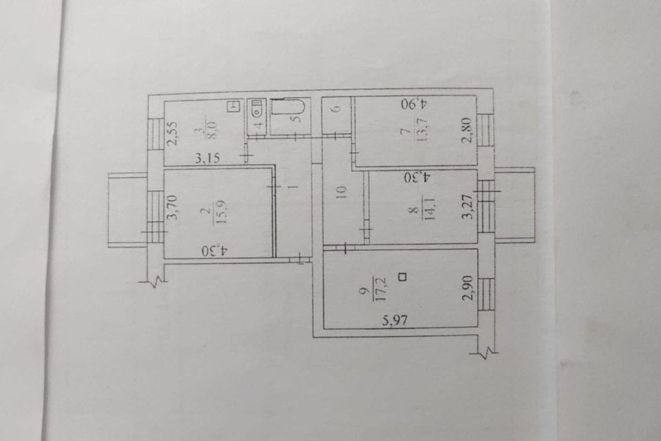 Продаётся 4-комнатная квартира, 89 м²