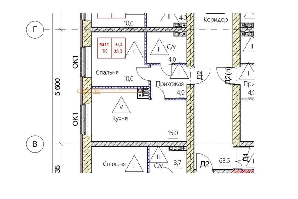 Продаётся 1-комнатная квартира, 33.5 м²