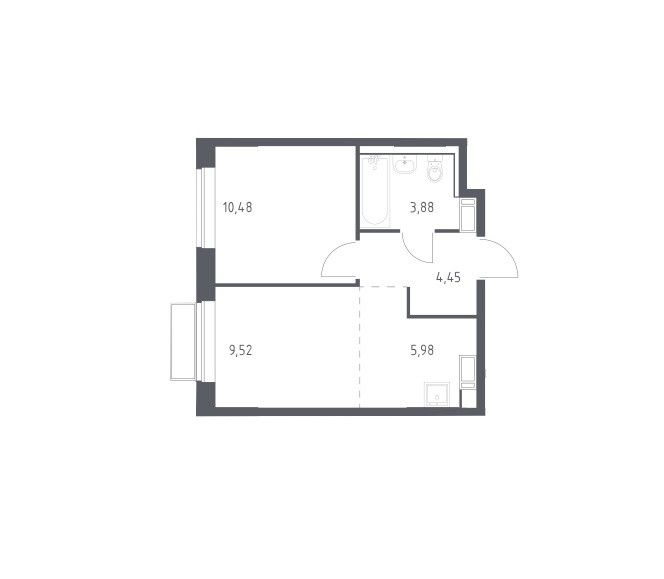 Продаётся 1-комнатная квартира, 34.3 м²