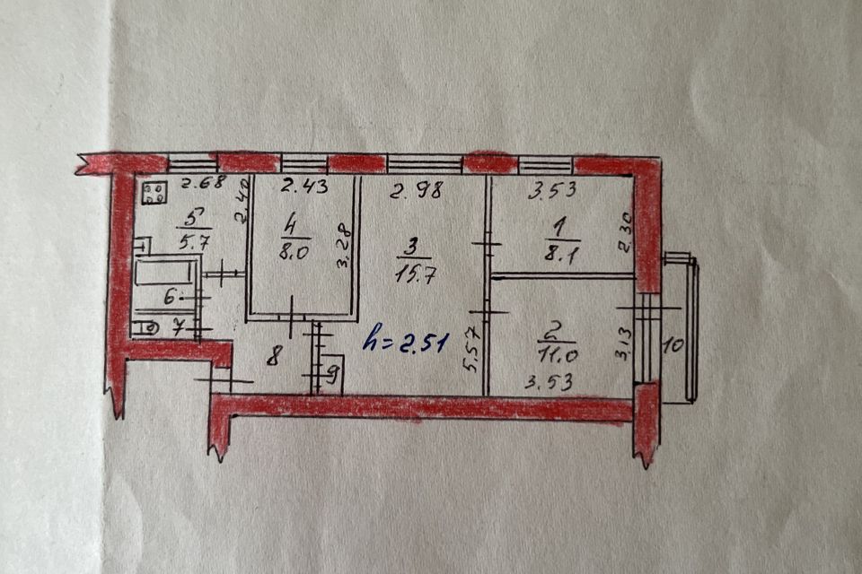 Продаётся 4-комнатная квартира, 59.3 м²