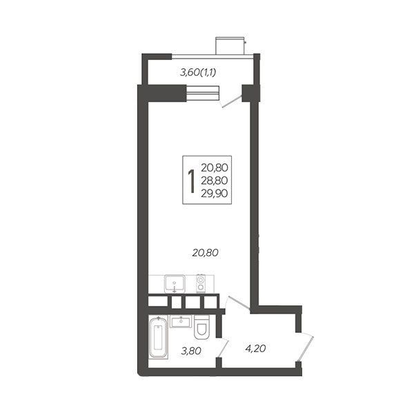 Продаётся студия, 30 м²