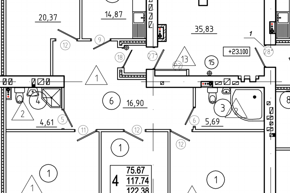 Продаётся 4-комнатная квартира, 124.7 м²
