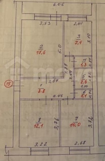 Продаётся 3-комнатная квартира, 60.9 м²