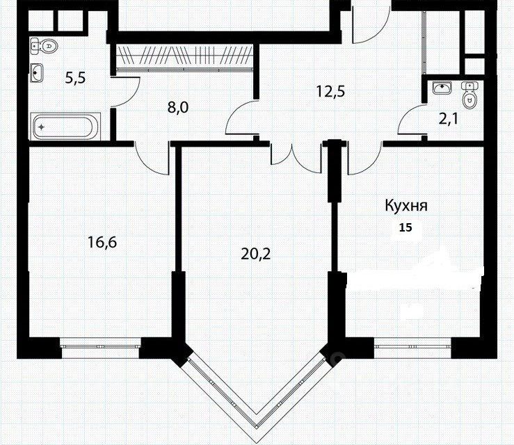 Продаётся 2-комнатная квартира, 79 м²