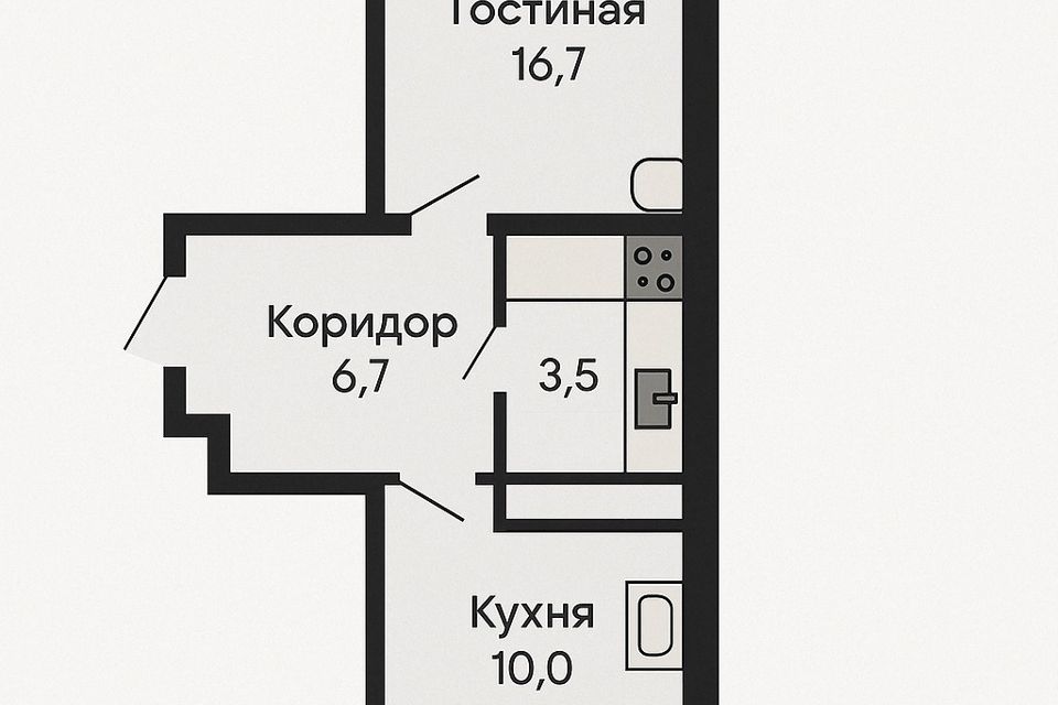 Продаётся 1-комнатная квартира, 40.4 м²