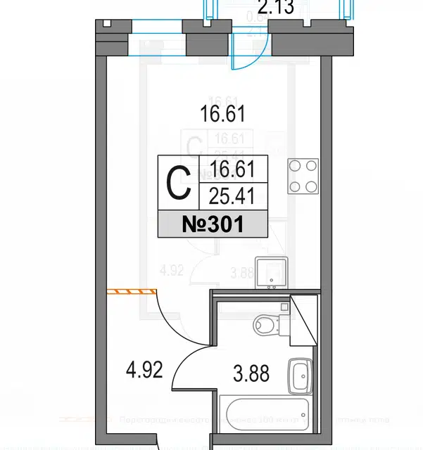 Продаётся студия, 25.41 м²