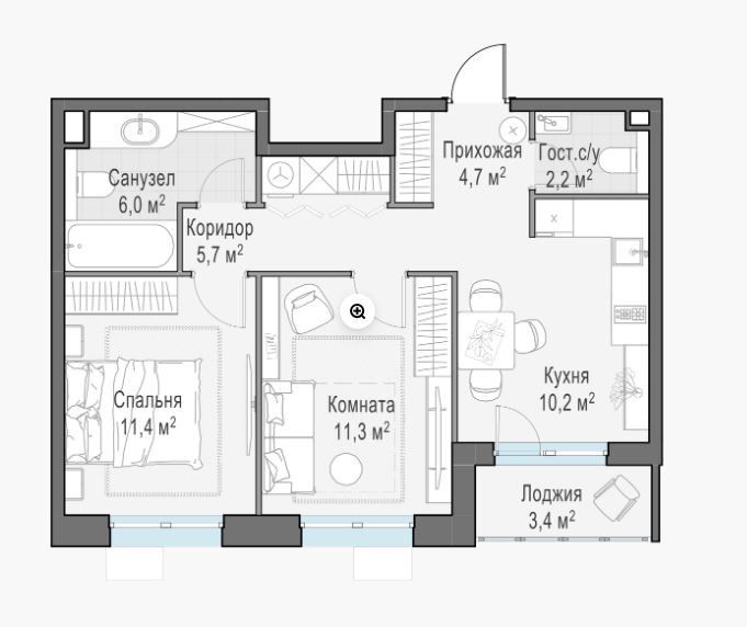 Продаётся 3-комнатная квартира, 54 м²