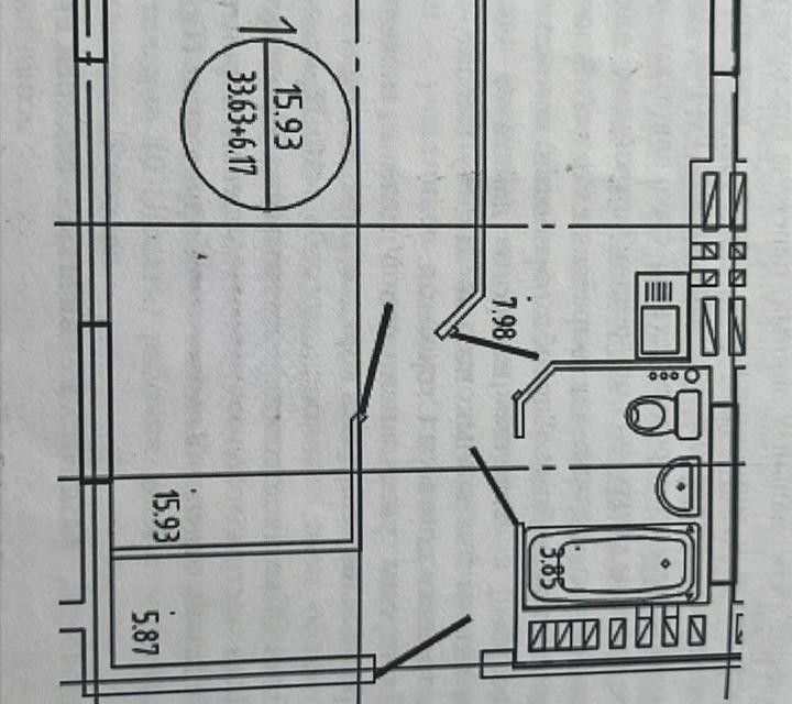 Продаётся 1-комнатная квартира, 33.5 м²