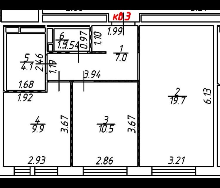 Продаётся 2-комнатная квартира, 52.7 м²