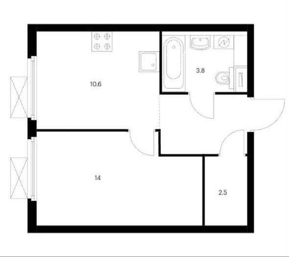 Сдаётся 1-комнатная квартира, 34 м²