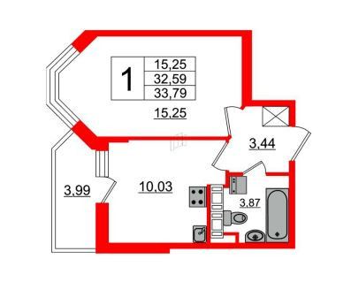 Продаётся 1-комнатная квартира, 32.3 м²