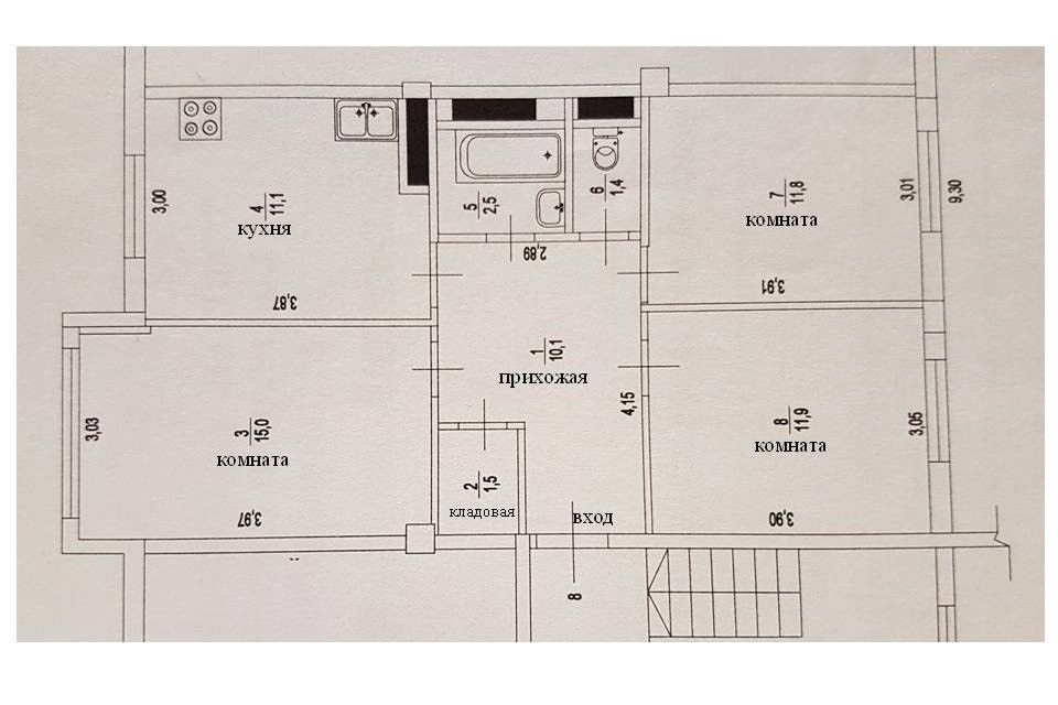 Продаётся 3-комнатная квартира, 65.3 м²