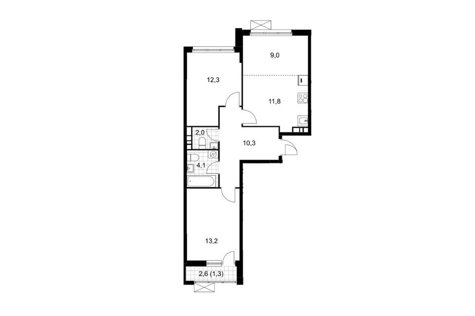 Продаётся 2-комнатная квартира, 64 м²