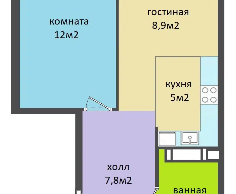 Продаётся 2-комнатная квартира, 38 м²
