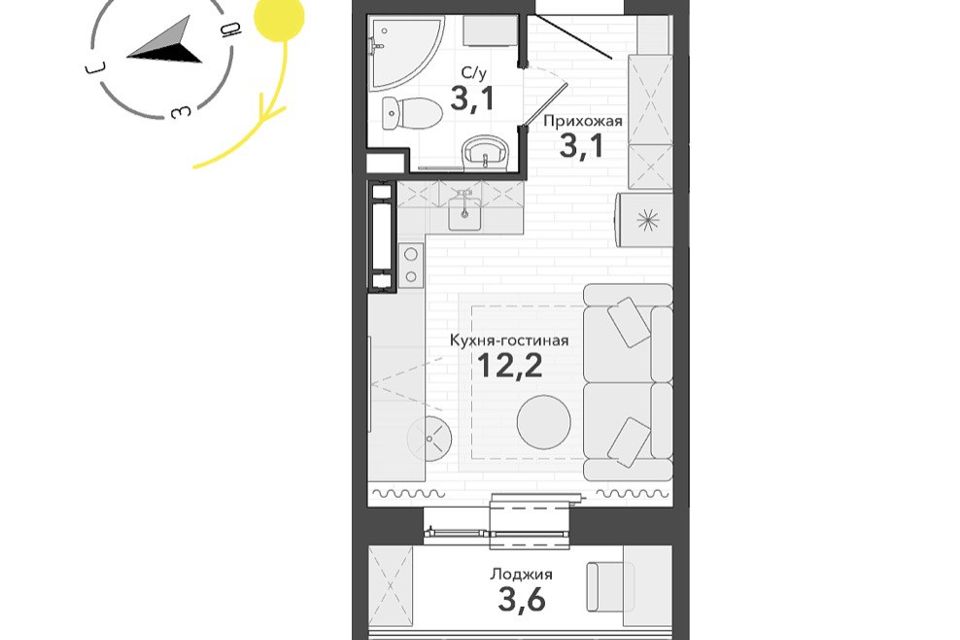 Продаётся студия, 22 м²