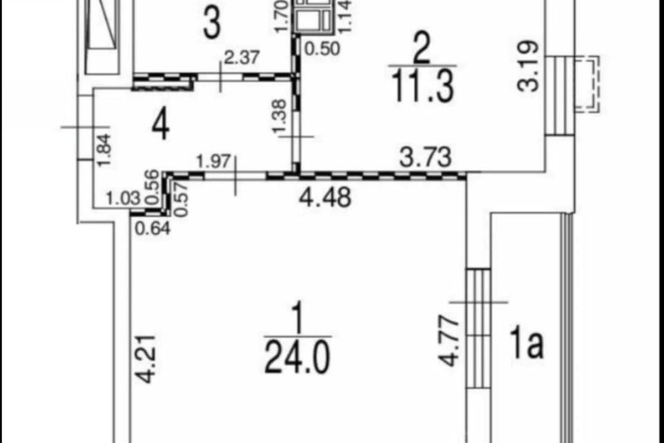 Продаётся 1-комнатная квартира, 46 м²