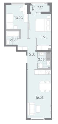 Продаётся 2-комнатная квартира, 52.7 м²