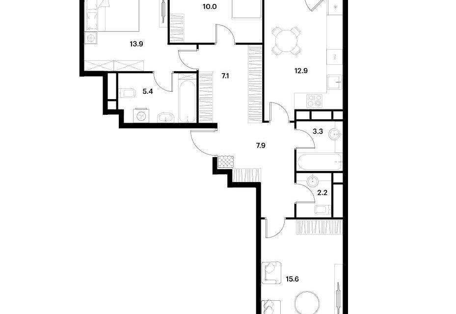 Продаётся 3-комнатная квартира, 79.6 м²