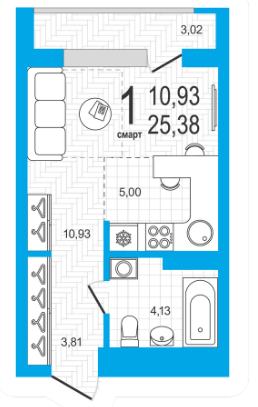 Продаётся студия, 25.38 м²