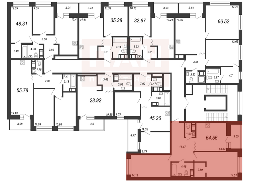 Продаётся 2-комнатная квартира, 66 м²