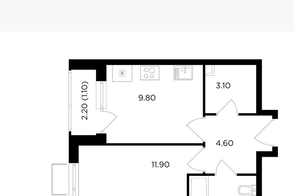 Продаётся 1-комнатная квартира, 34.7 м²