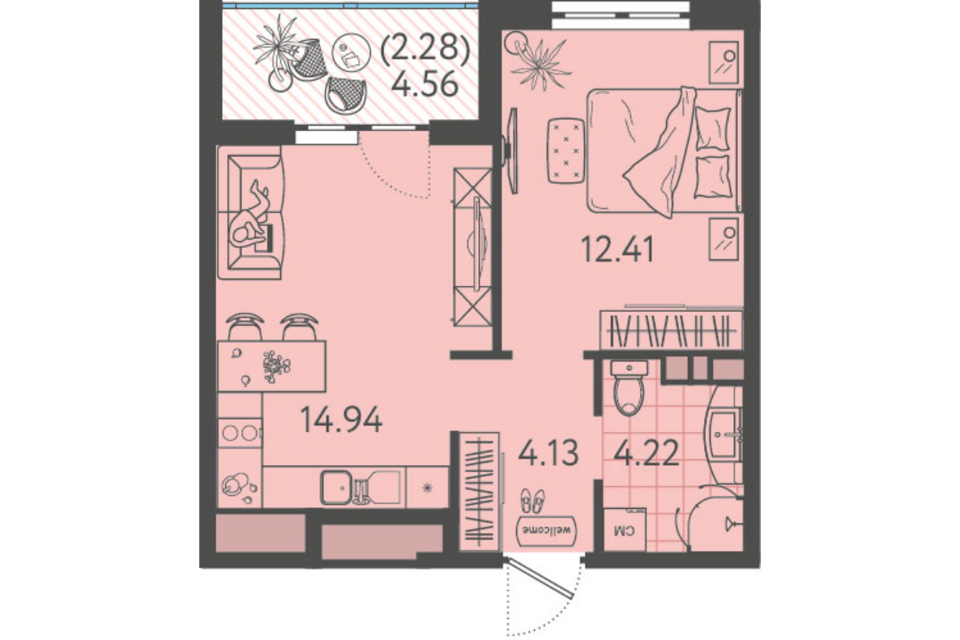 Продаётся 1-комнатная квартира, 35.5 м²