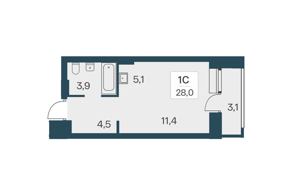 Продаётся студия, 28 м²
