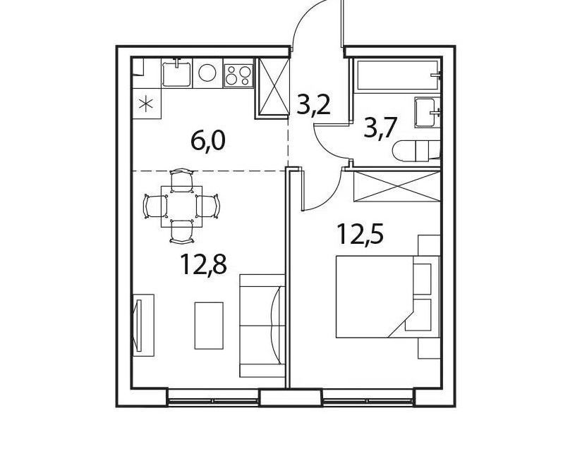 Продаётся 1-комнатная квартира, 38.2 м²