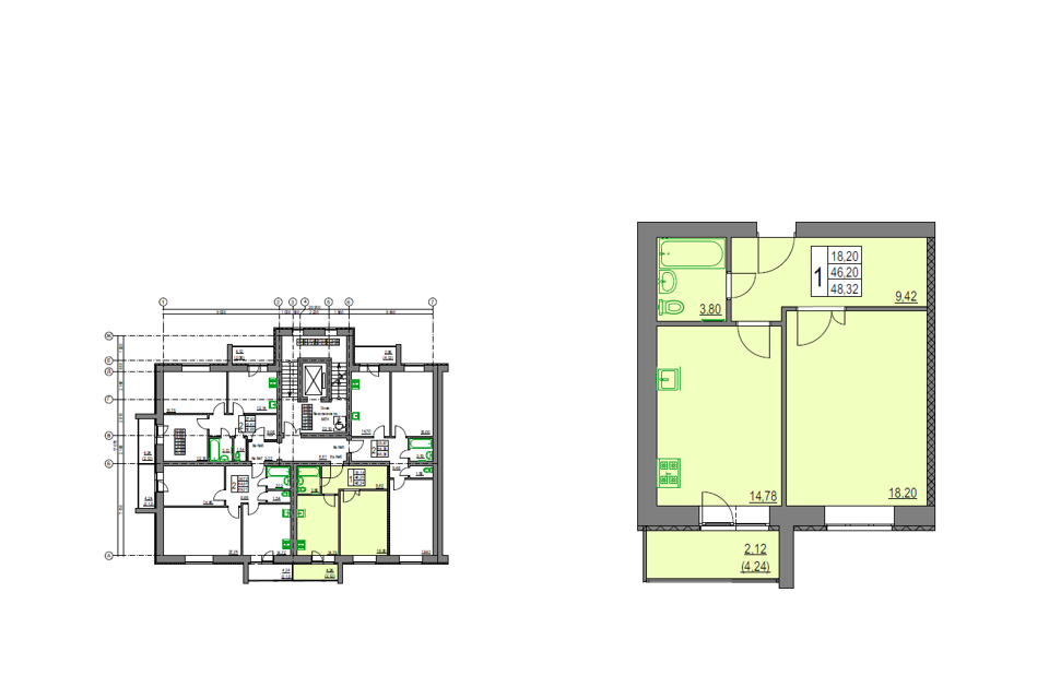 Продаётся 1-комнатная квартира, 48.22 м²