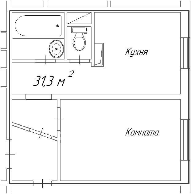 Продаётся 1-комнатная квартира, 31.4 м²