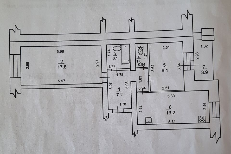 Продаётся 2-комнатная квартира, 54 м²