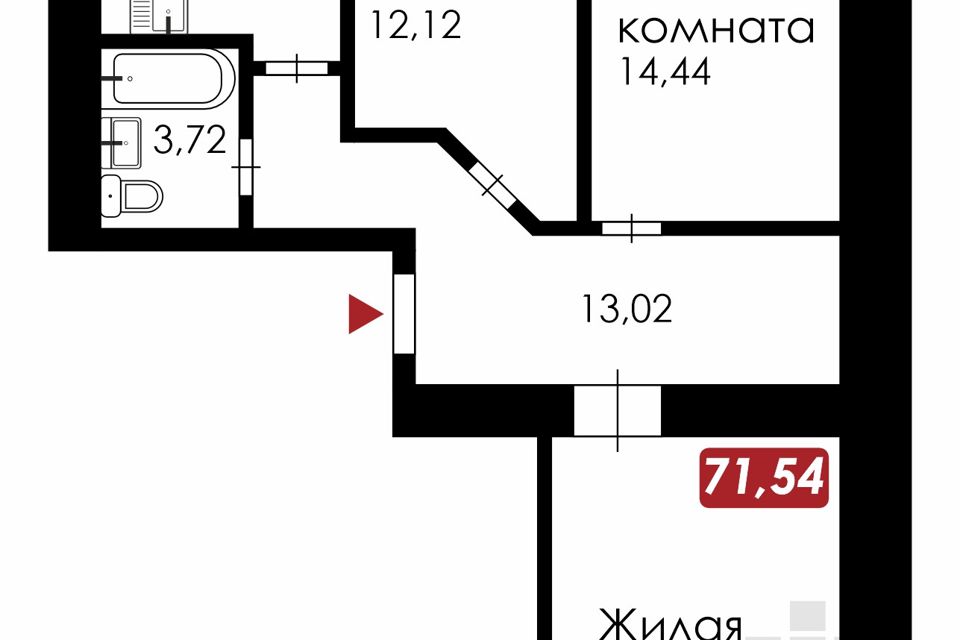 Продаётся 3-комнатная квартира, 72 м²