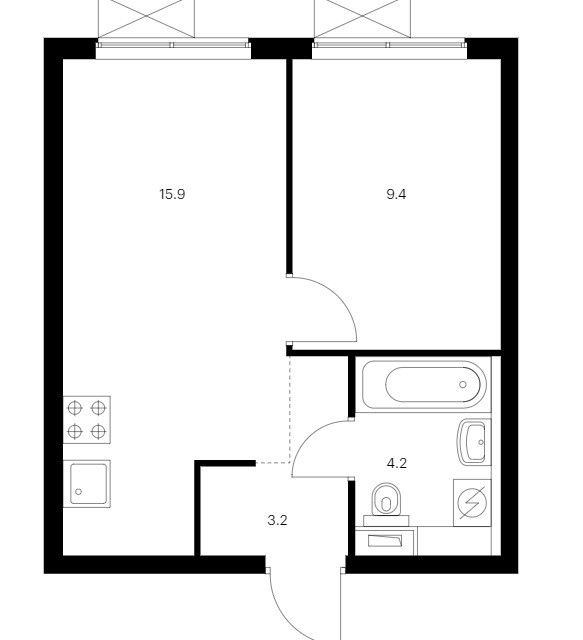 Продаётся 1-комнатная квартира, 32.3 м²